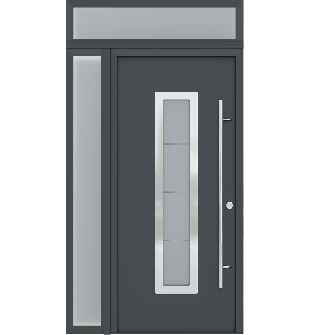 MODERN FRONT STEEL DOOR ARGOS ANTRACIT/WHITE 49 1/4" X 95 11/16" LHI + SIDELITE LEFT/TRANSOM