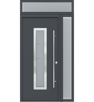MODERN FRONT STEEL DOOR ARGOS ANTRACIT/WHITE 49 1/4" X 95 11/16" LHI + SIDELITE RIGHT/TRANSOM