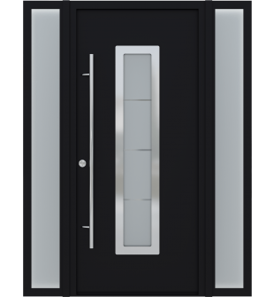 MODERN FRONT STEEL DOOR ARGOS BLACK/WHITE 61 1/16" X 81 11/16" RHI + SIDELITE LEFT/RIGHT