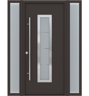MODERN FRONT STEEL DOOR WITH SIDELITES ARGOS BROWN/WHITE 61 1/16" X 81 11/16" RHI