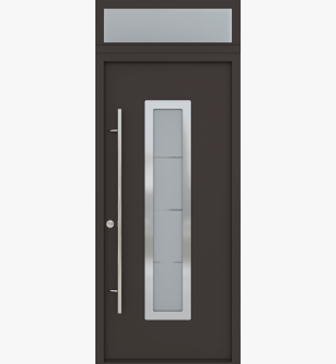 MODERN FRONT STEEL DOOR ARGOS BROWN/WHITE 37 7/16" X 95 11/16" RHI + TRANSOM