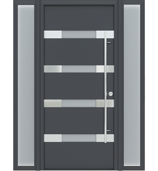 MODERN FRONT STEEL DOOR WITH SIDELITES AURA ANTRACIT/WHITE 61 1/16" X 81 11/16" LHI