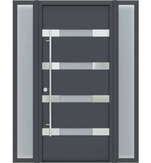 MODERN FRONT STEEL DOOR AURA ANTRACIT/WHITE 61 1/16" X 81 11/16" RHI + SIDELITE LEFT/RIGHT