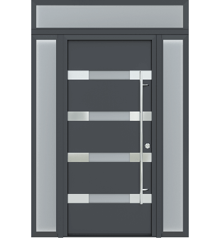MODERN FRONT STEEL DOOR AURA ANTRACIT/WHITE 61 1/16" X 95 11/16" LHI + SIDELITE LEFT/RIGHT + TRANSOM