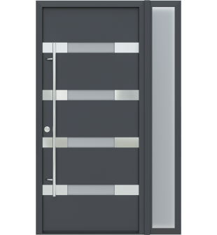 MODERN FRONT STEEL DOOR AURA ANTRACIT/WHITE 49 1/4" X 81 11/16" RHI + SIDELITE RIGHT