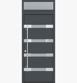 MODERN FRONT STEEL DOOR AURA ANTRACIT/WHITE 37 7/16" X 95 11/16" RHI + TRANSOM