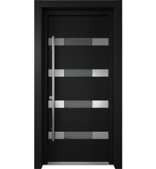 MODERN FRONT STEEL DOOR AURA BLACK/WHITE 37 7/16" X 81 11/16" RHI + HARDWARE