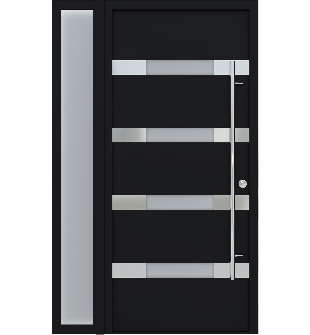 MODERN FRONT STEEL DOOR AURA BLACK/WHITE 49 1/4" X 81 11/16" LHI + SIDELITE LEFT