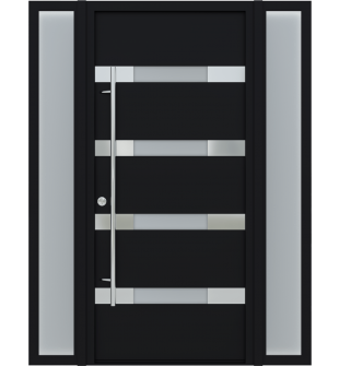 MODERN FRONT STEEL DOOR AURA BLACK/WHITE 61 1/16" X 81 11/16" RHI + SIDEITE LEFT/RIGHT