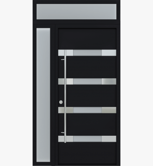 MODERN FRONT STEEL DOOR AURA BLACK/WHITE 49 1/4" X 95 11/16" RHI + SIDEITE LEFT/TRANSOM