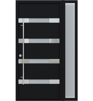 MODERN FRONT STEEL DOOR AURA BLACK/WHITE 49 1/4" X 81 11/16" RHI + SIDEITE RIGHT