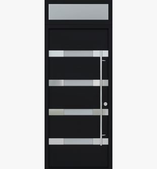 MODERN FRONT STEEL DOOR AURA BLACK/WHITE 37 7/16" X 95 11/16" LHI + TRANSOM