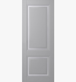 DOOR SLAB AURUM 2 VETRO LIGHT GREY 28" X 84" X 1 3/4" TEMPERED FROSTED GLASS