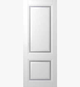 DOOR SLAB AURUM 2 VETRO POLAR WHITE 28" X 84" X 1 3/4" TEMPERED FROSTED GLASS