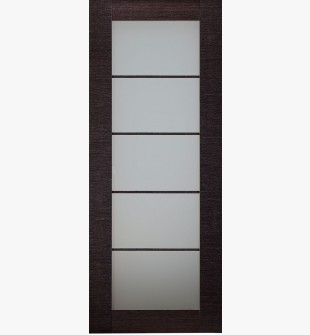 DOOR SLAB AVANTI 5 LITE VETRO BLACK APRICOT 36" X 80" X 1 3/4" TEMPERED FROSTED GLASS
