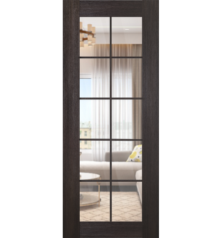 DOOR SLAB AVON 10 LITE CLEAR VERALINGA OAK 36" X 80" X 1 3/4" TEMPERED CLEAR GLASS