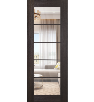 DOOR SLAB AVON 5 LITE CLEAR VETRO VERALINGA OAK 30" X 96" X 1 3/4" TEMPERED CLEAR GLASS