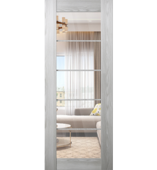 DOOR SLAB AVON 5 LITE CLEAR VETRO RIBEIRA ASH 36" X 84" X 1 3/4" TEMPERED CLEAR GLASS