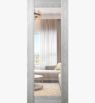 DOOR SLAB AVON 207 CLEAR VETRO RIBEIRA ASH 30" X 84" X 1 3/4" TEMPERED CLEAR GLASS