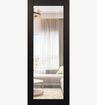 DOOR SLAB AVON 207 CLEAR VETRO BLACK MATTE 28" X 84" X 1 3/4" TEMPERED CLEAR GLASS