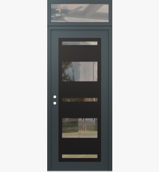 Diamond C10 36" x 96" anthracite/anthracite clear Glass Panel black RHI with Transom clear Glass