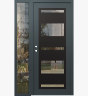 Diamond C10 52" x 80" anthracite/anthracite clear Glass Panel black RHI with Sidelite clear Glass