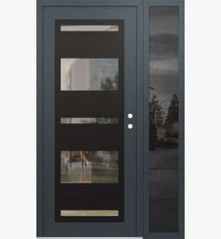 Diamond C10 50" x 80" anthracite/anthracite clear Glass Panel black LHI with Sidelite mirrored Glass