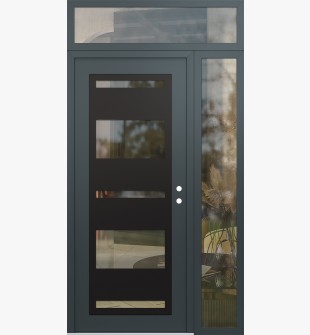 Diamond C10 52" x 96" anthracite/anthracite clear Glass Panel black LHI with Sidelite and Transom clear Glass