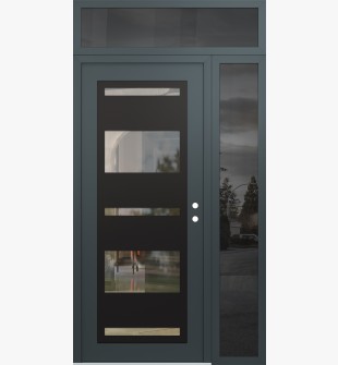 Diamond C10 50" x 96" anthracite/anthracite clear Glass Panel black LHI with Sidelite and Transom mirrored Glass
