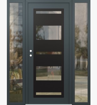 Diamond C10 68" x 80" anthracite/anthracite clear Glass Panel black RHI with 2 Sidelites clear Glass