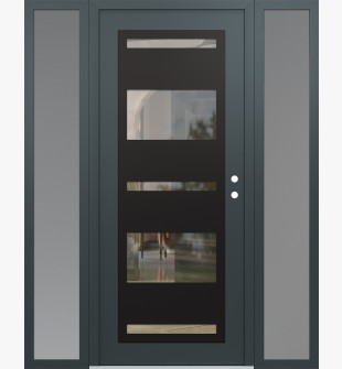 Diamond C10 64" x 80" anthracite/anthracite clear Glass Panel black LHI with 2 Sidelites frosted Glass