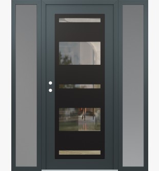 Diamond C10 64" x 80" anthracite/anthracite clear Glass Panel black RHI with 2 Sidelites frosted Glass