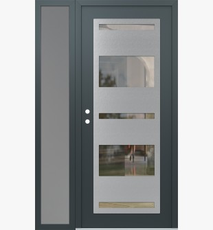Diamond C10 50" x 80" anthracite/anthracite clear Glass Panel stainless steel RHI with Sidelite frosted Glass