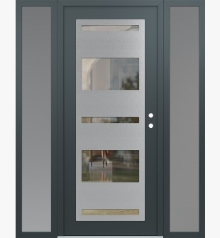 Diamond C10 60" x 80" anthracite/anthracite clear Glass Panel stainless steel LHI with 2 Sidelites frosted Glass
