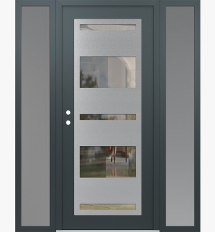 Diamond C10 60" x 80" anthracite/anthracite clear Glass Panel stainless steel RHI with 2 Sidelites frosted Glass