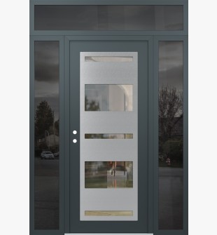 Diamond C10 60" x 96" anthracite/anthracite clear Glass Panel stainless steel RHI with 2 Sidelites and Transom mirrored Glass
