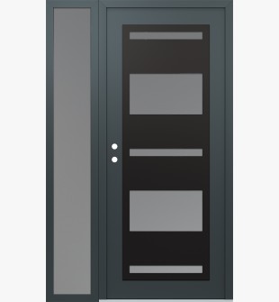 Diamond C10 50" x 80" anthracite/anthracite frosted Glass Panel black RHI with Sidelite frosted Glass