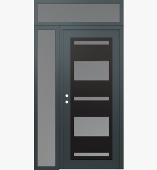 Diamond C10 52" x 96" anthracite/anthracite frosted Glass Panel black RHI with Sidelite and Transom frosted Glass