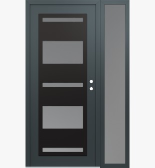 Diamond C10 52" x 80" anthracite/anthracite frosted Glass Panel black LHI with Sidelite frosted Glass