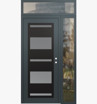 Diamond C10 52" x 96" anthracite/anthracite frosted Glass Panel black LHI with Sidelite and Transom clear Glass