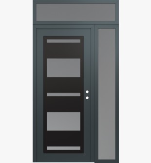 Diamond C10 48" x 96" anthracite/anthracite frosted Glass Panel black LHI with Sidelite and Transom frosted Glass