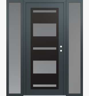 Diamond C10 60" x 80" anthracite/anthracite frosted Glass Panel black LHI with 2 Sidelites frosted Glass