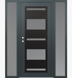 Diamond C10 68" x 80" anthracite/anthracite frosted Glass Panel black RHI with 2 Sidelites frosted Glass