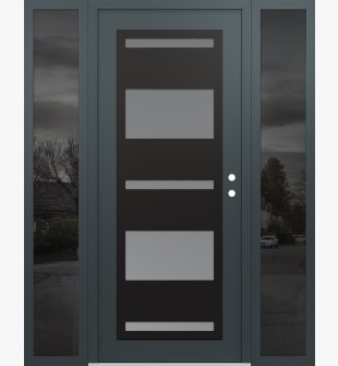 Diamond C10 60" x 80" anthracite/anthracite frosted Glass Panel black LHI with 2 Sidelites mirrored Glass