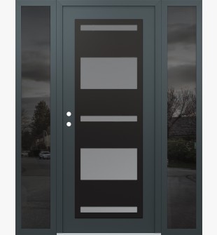 Diamond C10 68" x 80" anthracite/anthracite frosted Glass Panel black RHI with 2 Sidelites mirrored Glass