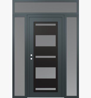 Diamond C10 60" x 96" anthracite/anthracite frosted Glass Panel black RHI with 2 Sidelites and Transom frosted Glass