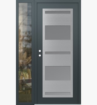 Diamond C10 50" x 80" anthracite/anthracite frosted Glass Panel stainless steel RHI with Sidelite clear Glass