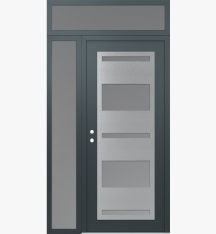 Diamond C10 52" x 96" anthracite/anthracite frosted Glass Panel stainless steel RHI with Sidelite and Transom frosted Glass