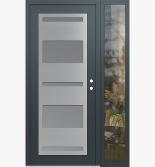 Diamond C10 48" x 80" anthracite/anthracite frosted Glass Panel stainless steel LHI with Sidelite clear Glass
