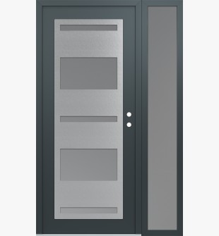 Diamond C10 50" x 80" anthracite/anthracite frosted Glass Panel stainless steel LHI with Sidelite frosted Glass